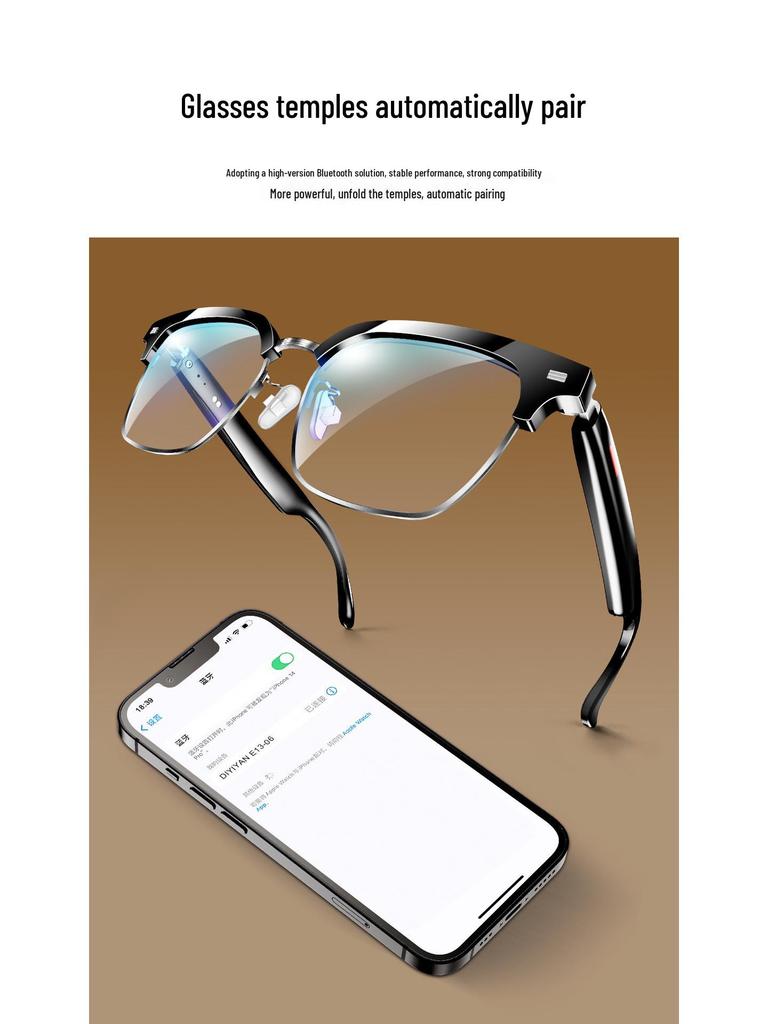 Multi-Function Smart Bluetooth Glasses: Anti-Blue Light Sunglasses, Headphone, Voice Translation, Music & Call Features, Interchangeable Lenses.