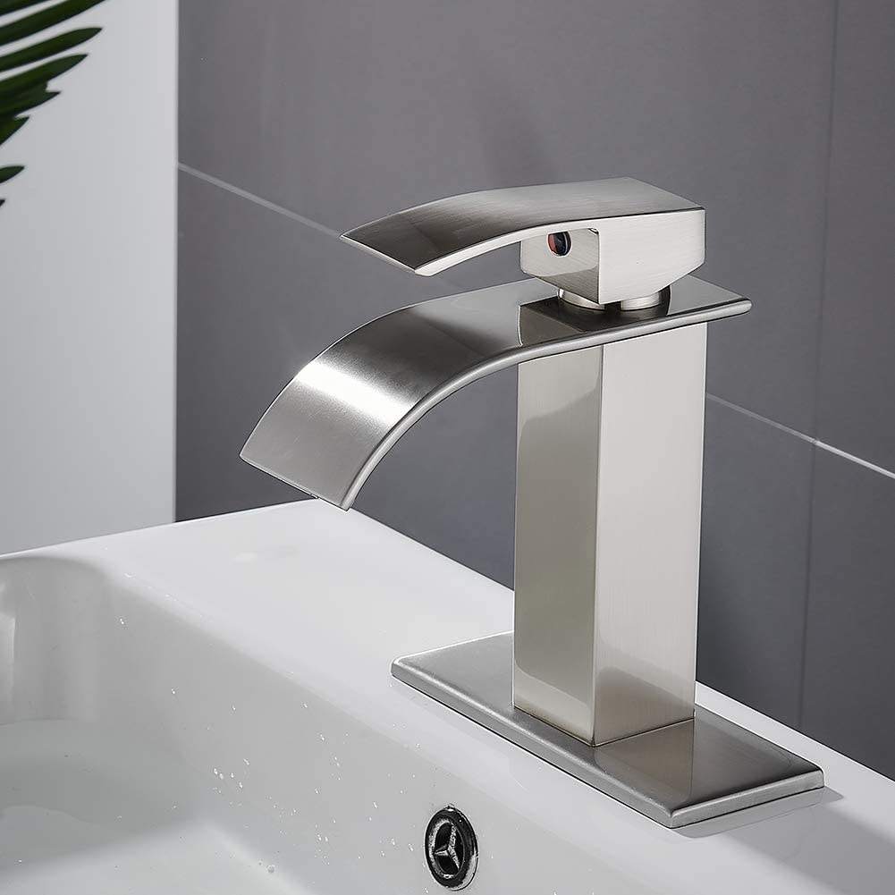 Modern Waterfall Basin Faucet 304 Stainless Steel Nickel/Black Washbasin Faucet Square Hot And Cold Mixed Bathroom Basin Tap