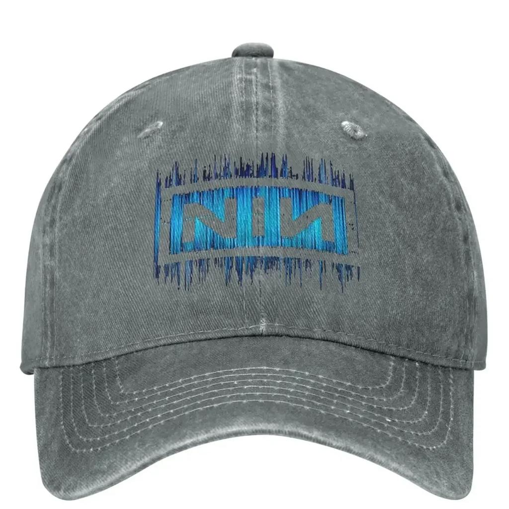 Dark Blue NIN Retro Logo Nine Inch Nails Baseball Cap Outdoor Sport Quality Trucker Hat Couple Streetwear Designer Baseball Caps