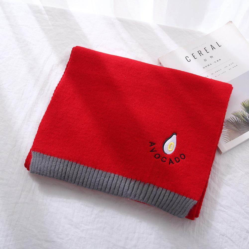 New Style Avocado Scarf Women's Long Winter Korean Version Versatile Student Thickened Warm Wool Knitted Cute Scarf