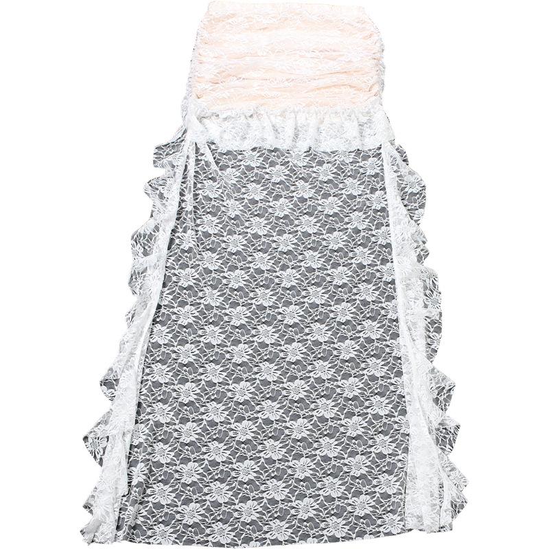 Vintage Lace Strapless Pearl Bustier Top & Asymmetrical Ruffle High Waist Skirt Set, Elegant Sexy Two-Piece Outfit for Women