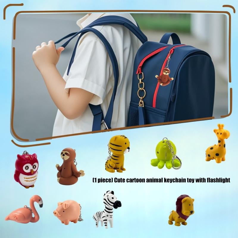 ABS Animal Shaped Flashlight Keychain Builts In Light for Dark Conditions Cartoon Animal Portable Accessory