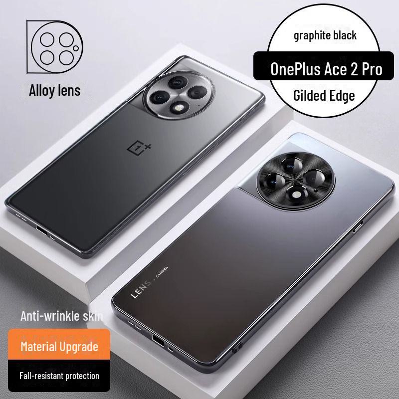 

Чехол для телефона OnePlus Ace3 из матового металла с универсальным объективом и высококачественным защитным покрытием Soft Edge. Graphite Black Frosted with Electroplated Frame