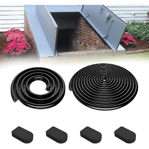 for Bilco Basement Door Seal Kit (1 x U Shaped Gasket, 1x Bulb Trim Gasket, 4 x Cap Seal Pad) - Replacement for Bilco Basement Door Weatherstrip Kit