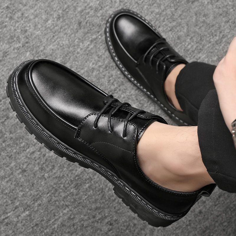 Spring and Summer Leather Shoes Men's Versatile Men's Shoes Casual Shoes Heightening Chef Shoes Black Work Shoes Martin Shoes Men