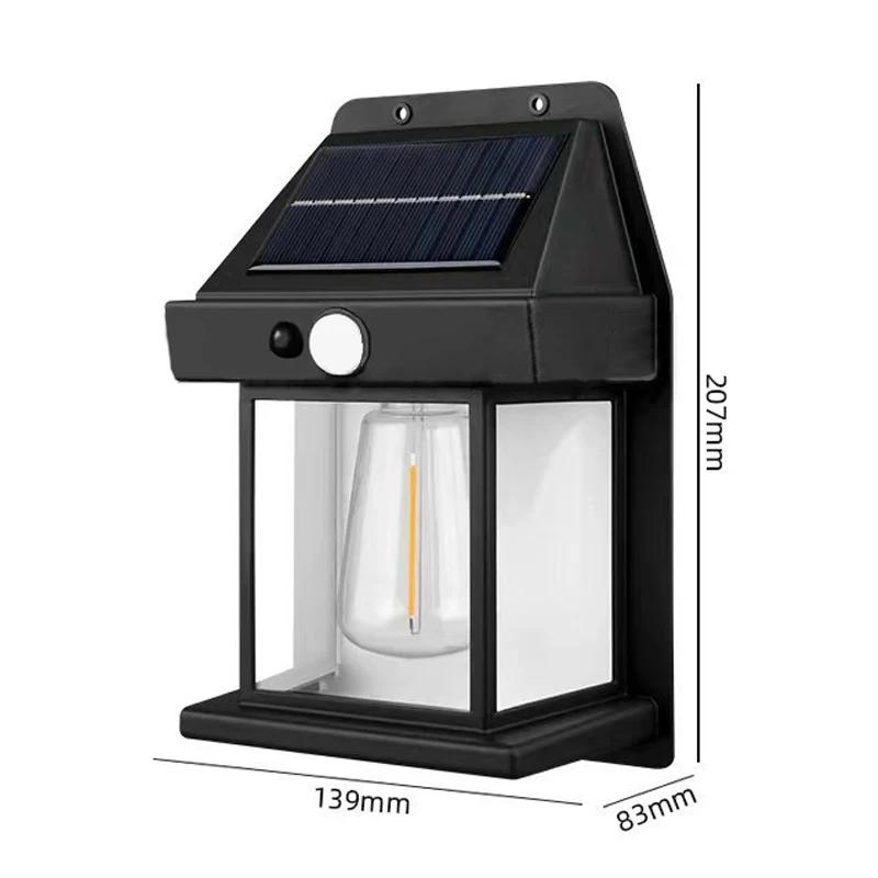 Outdoor Solar Tungsten Wall Light with Motion Sensor Waterproof LED Safety Light for Patio Outdoor Deck Porch Barn Garage