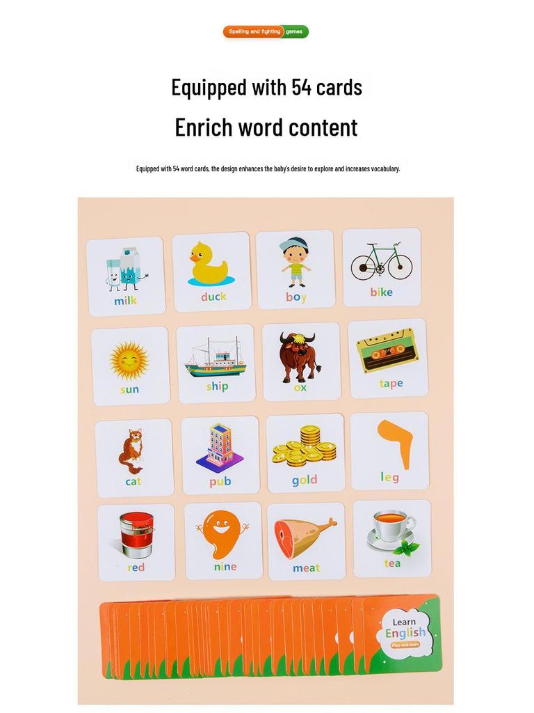 Montessori Spelling Card Game: Educational Toy with Face-Changing Blocks for Early English Learning