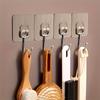 5pcs Stainless Steel Adhesive Wall Hooks - Heavy Duty, Transparent & Reusable, Waterproof and Oilproof, No-Drill Installation