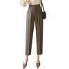Women's High-Waisted Loose-Fit Cropped Cigarette Pants for Spring/Autumn