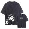 Camisetas Lavadas Anime Ataque a los Titanes Retro Punk Gótico Algodón Camiseta Vintage Harajuku Casual Hombre Manga Corta Top Camiseta
