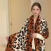 Leopard Print Fringe Cashmere Scarf Shawl For Women Soft Warm Winter Fashion Accessory Lightweight Warm Wrap