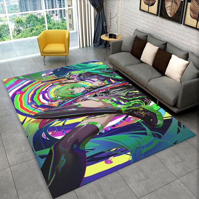 Music Girl M-MIKU Cartoon Carpet Rug for Playroom Bedroom Living Room Sofa Home Decor,kid Game Area Rug Non-slip Floor Mat