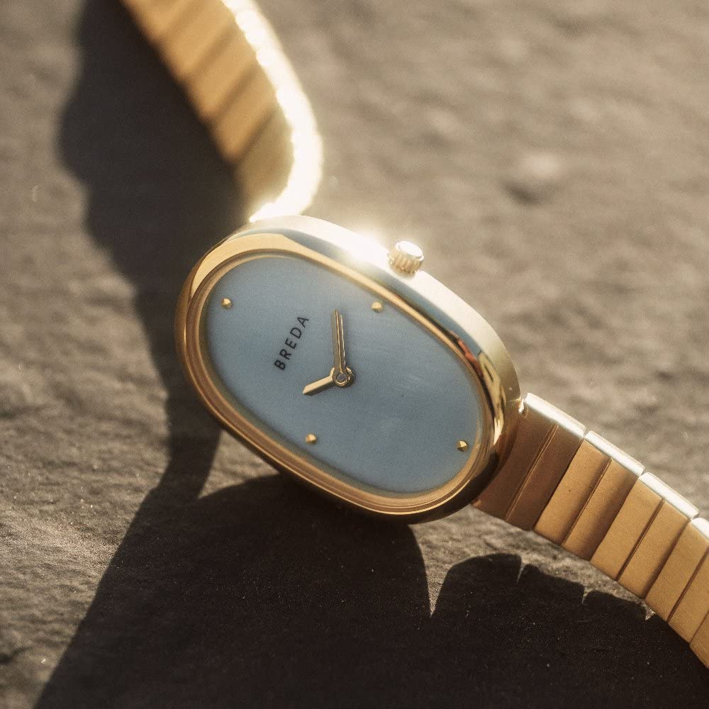 Breda Women's Jane Analog Watch Gold and Blue Mother of Pearl 1741C