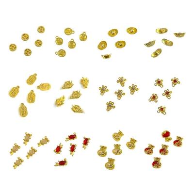 5 Piezas Año Nuevo Moneda Charms para Uñas Charms de Uñas Decoraciones para Uñas Nudo Chino Pedrería para Uñas
