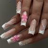 New Cross-border Simple Long Wear Nail Bow Pearl French Manicure Patch Cute Fashion Fake Nails