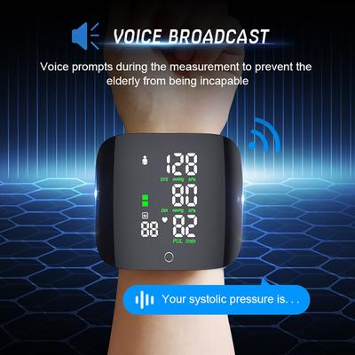 Smart Touch Screen Wrist LCD Screen Voice Wrist Blood Pressure Monitor Digital Automatic BP Tonometer Heart Rate Sphygmomanomete