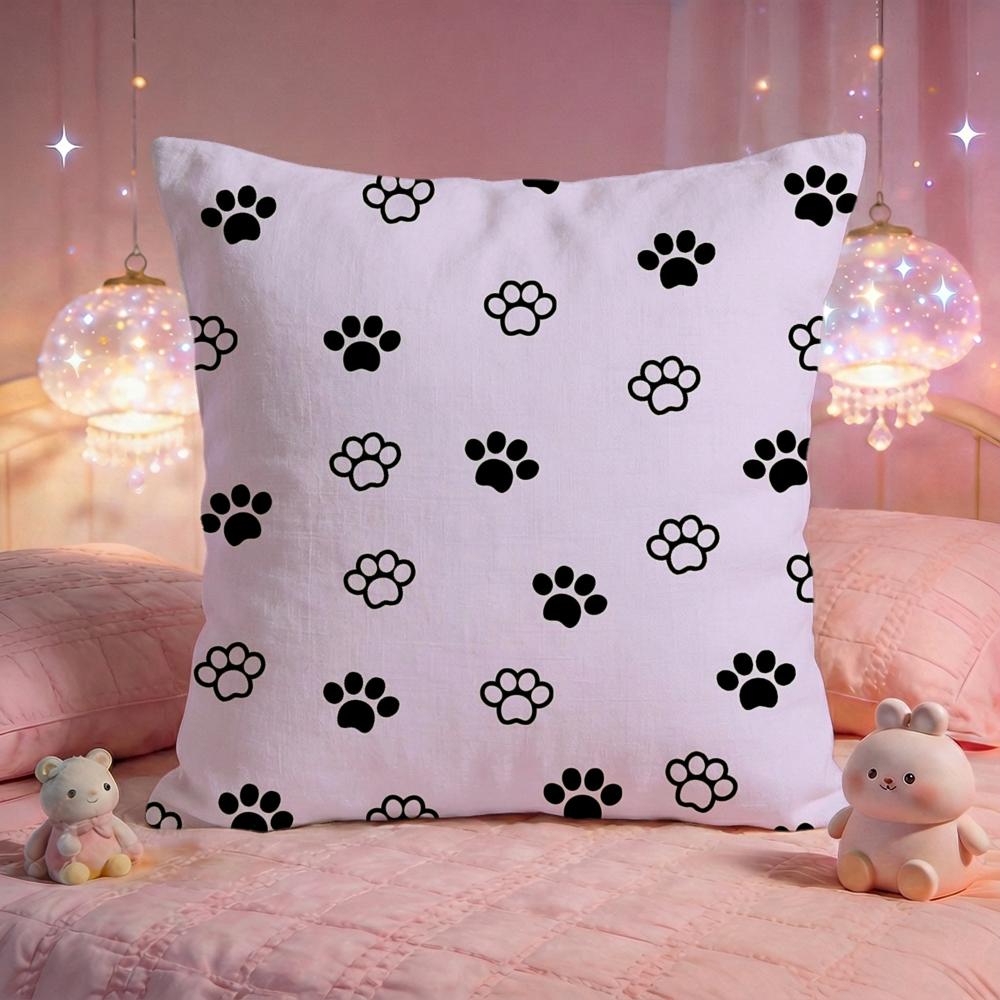 Pastel Puppy Paw Print Cushion Cover Premium Comfort Reversible Pillow Cove Two In One Design for Any Room Car Interior