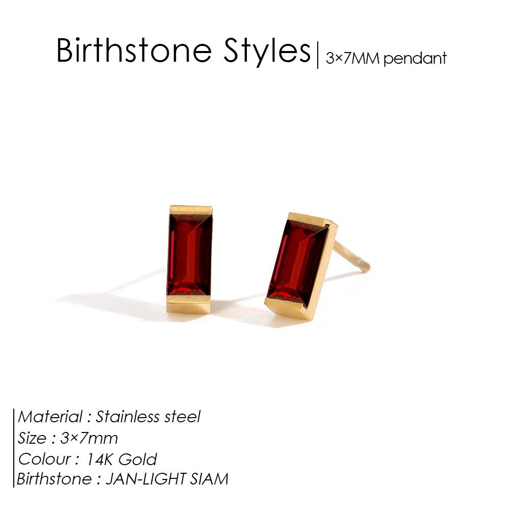 EManco Stainless Steel Gold-Plated Colorful Birthstone Earrings High-end Rhinestone Jewelry Gifts