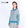 Anlom Women's Mock Neck Long Sleeve Plaid Pullover