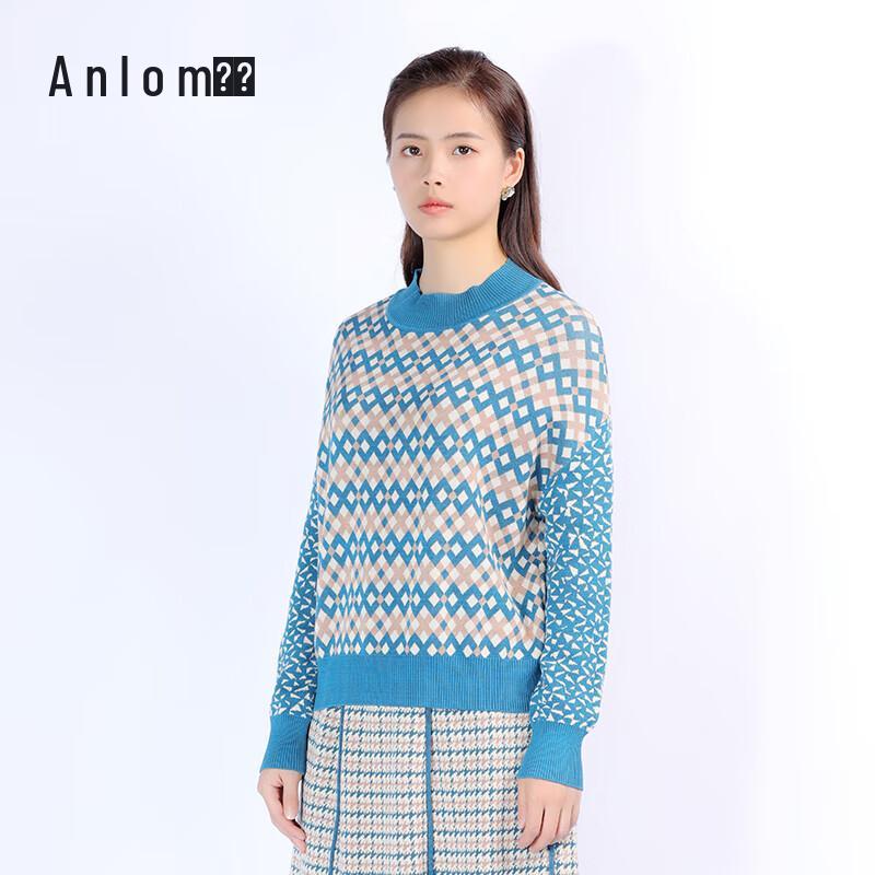 Anlom Women's Mock Neck Long Sleeve Plaid Pullover