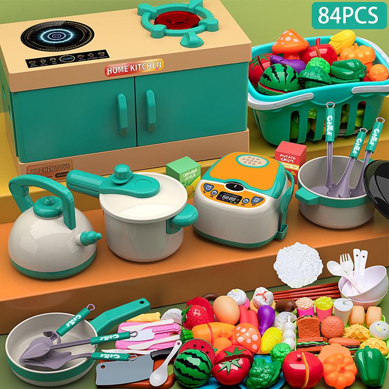 Children's Kitchen Toy Set Simulated Kitchen Cutting Music Simulated Fruit Cutting Cooking Toy Cooking Accessories Cooking Set
