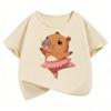 Kawaii Dacing Capybara Design T Shirts Manga Kids Childrens Tshirt Short Sleeve Boys Girls Summer Spring Casual Top Tee Shirt