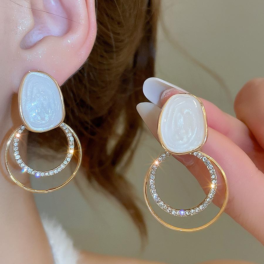 Elegant Irregular Double Circle Pendant Earrings for Women Designed Geometric Dangle Earrings Daily Jewelry Accessories Gifts