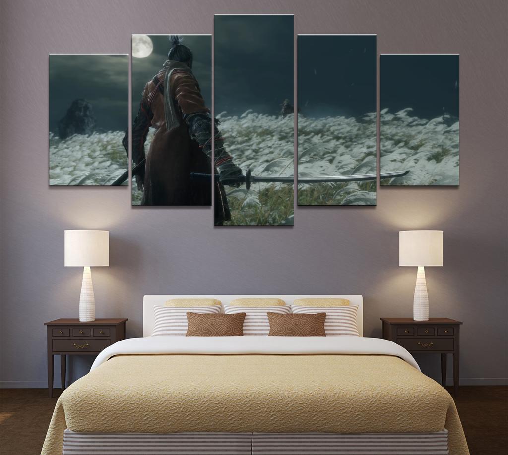 Unframed 5Pcs SEKIRO Shadows Die Twice Games Canvas Posters Wall Art Pictures HD Paintings Home Decor for Living Room Decoration