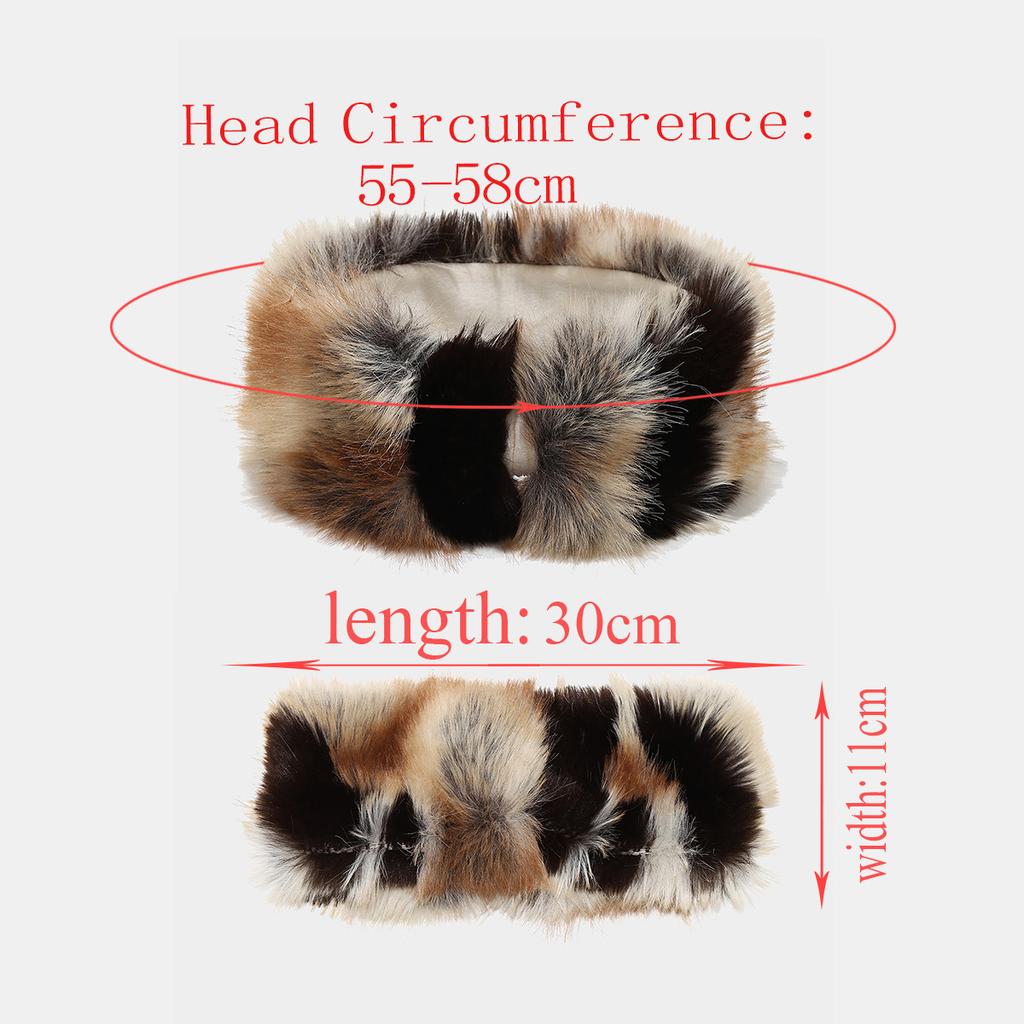 Street Color Block Plush Headband for Women, Wide Warm Winter Ear Protection Headband, European Fashion Retro Casual Hair Band