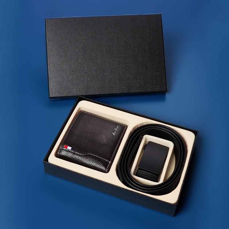 

Мужской ремень-кошелек в подарочной коробке, автоматическая пряжка, брючный ремень, комбинация кошелька, подарок для делового костюма 110cm