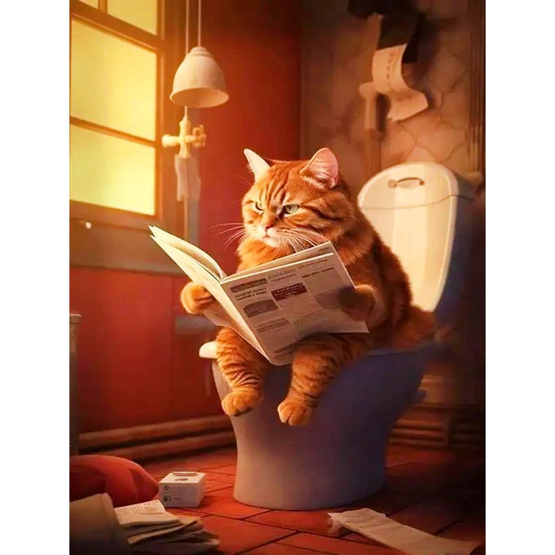 

Алмазна вишивка Тварина Зроби сам Повна мозаїка Кіт Туалет Читає газету Мистецтво Стрази Картинки Набір Декор стіни для ванної кімнати Round 40x50cm