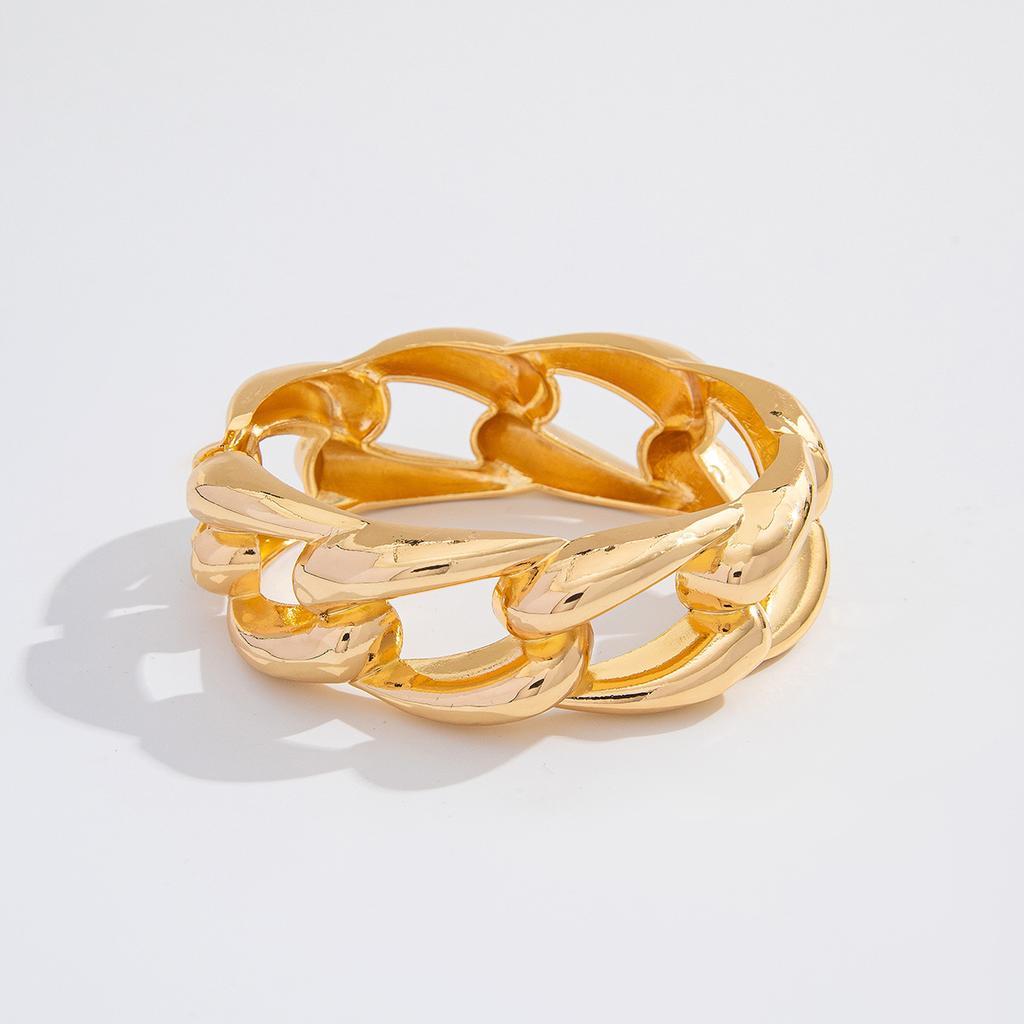 Design Pearl Twist Glossy Spring Buckle Bracelet, Fashionable Style Metal Chain Bracelet