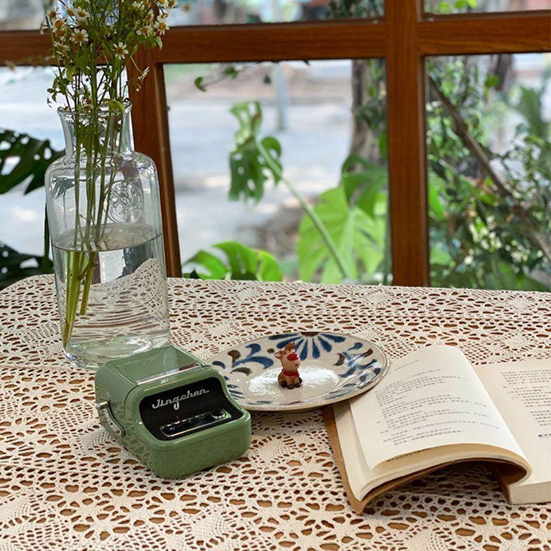 Handcrafted Floral Lace Polyester Tablecloth, Square French Vintage Lace Edge Design for Dining, Coffee Table & Party Decor