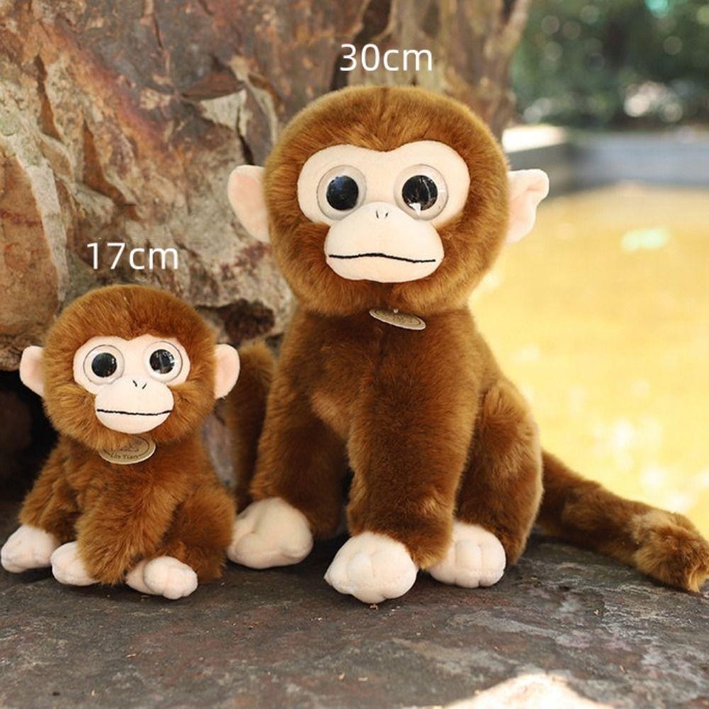 Big Eyed Golden Monkey Plush Long Tail Brown Monkey Dolls Baby Toy Monkey Stuffed Toy Kids Toy
