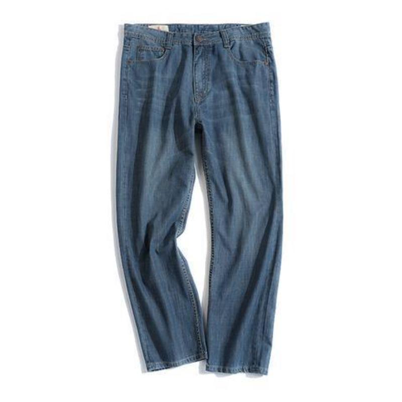 Men's Straight Loose Jeans Soft Fashion Casual Pants Male Elastic Waist Trousers