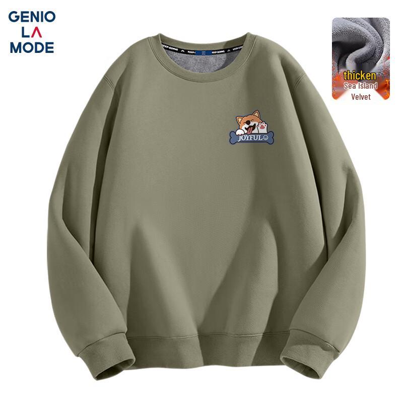 GENIOLAMODE Men's Fleece-Lined Crewneck Graphic Sweatshirt