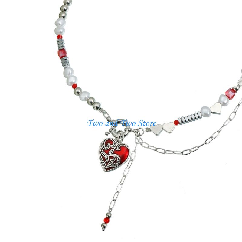 HX6F Versatile Sweet Cool Necklace Featuring Gothic Heart Designs For Daily And Party Use CN