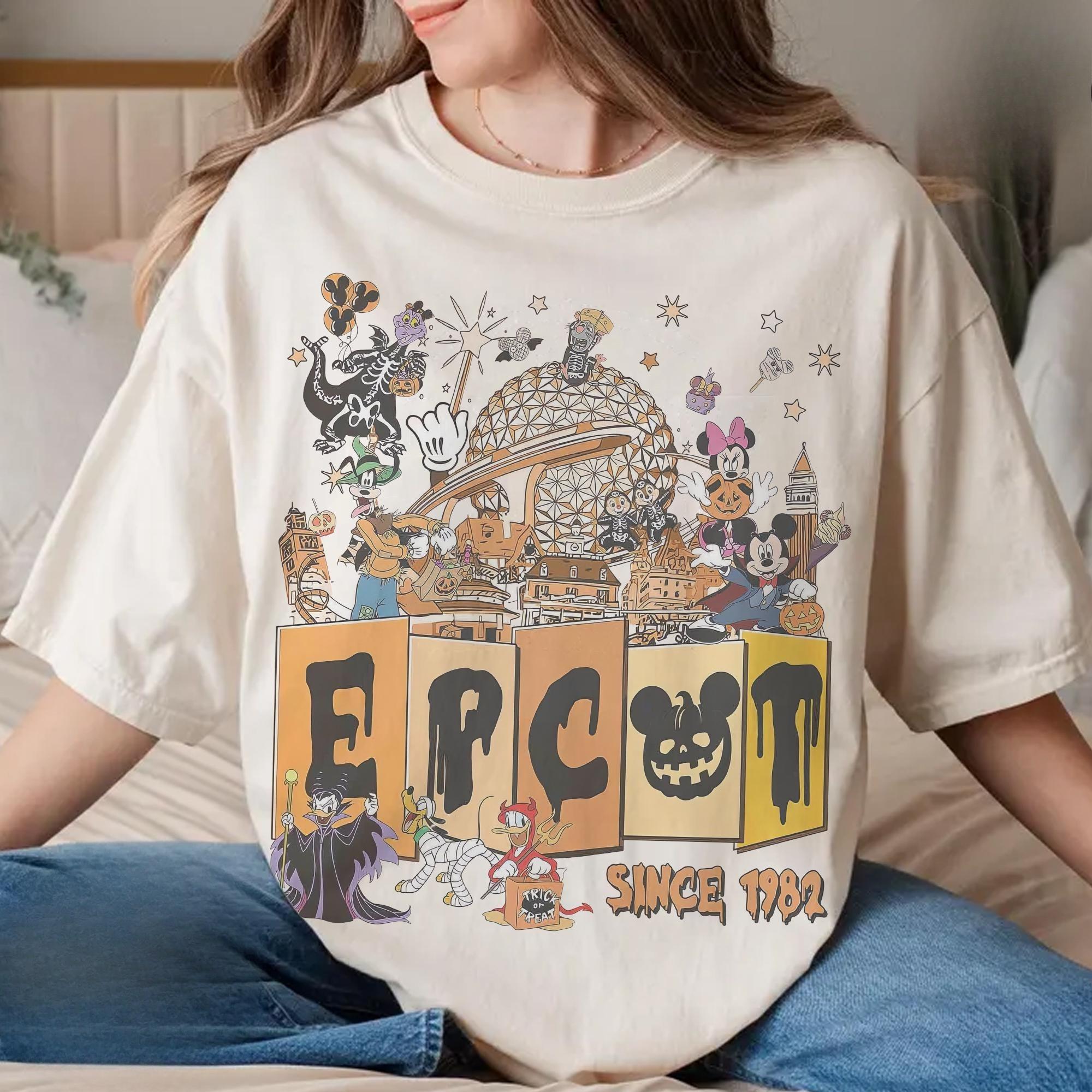 Retro Disney Epcot Haunt Around The World Halloween Tshirt Mickey Friends Halloween S