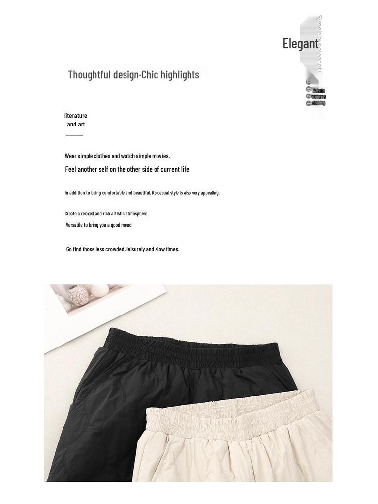Xin Xing 2024 Women's High Waist Loose Fit Warm Down Cotton Pants