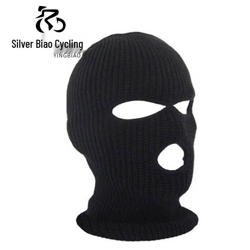 Herren Winter Ski- & Radsport Wollstrick Gesichtsmaske - Drei-Loch-Design