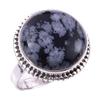 Natural Snowflake Obsidian Gemstone Handmade 925 Sterling Silver Ring S.8 b2F84
