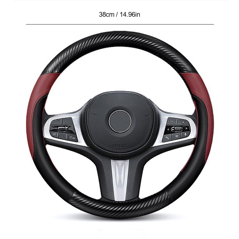 38CM Carbon Fiber Texture Car Steering Wheel Cover For Ford Mustang Fiesta Focus Mondeo Kuga Ecosport Edge Explorer F150 Sticker RM9