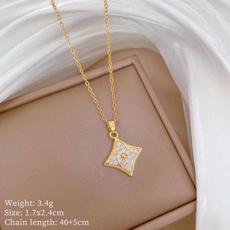 Copper Micro-Inlaid Necklace Women'S Copper Micro-Inlaid Real Gold Electroplating Simple And Exquisite Collarbone Chain Neck Chain