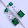 KNIKOO Clip Earrings For Women Green Cubic Zirconia Fashion Long Drop Earrings Jewelry For Wedding Party Gifts