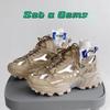 Herrskor med tjock sula och högre sula 2024 Nya herrskor för vardagsbruk Bekväma utomhus herr Chunky sneakers Halksula Beige