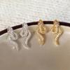 PONYKISS  Sterling Silver 18K Gold Zircon Twisted Snake Stud Earrings for Women Mini Cute Fine  Animal Accessories
