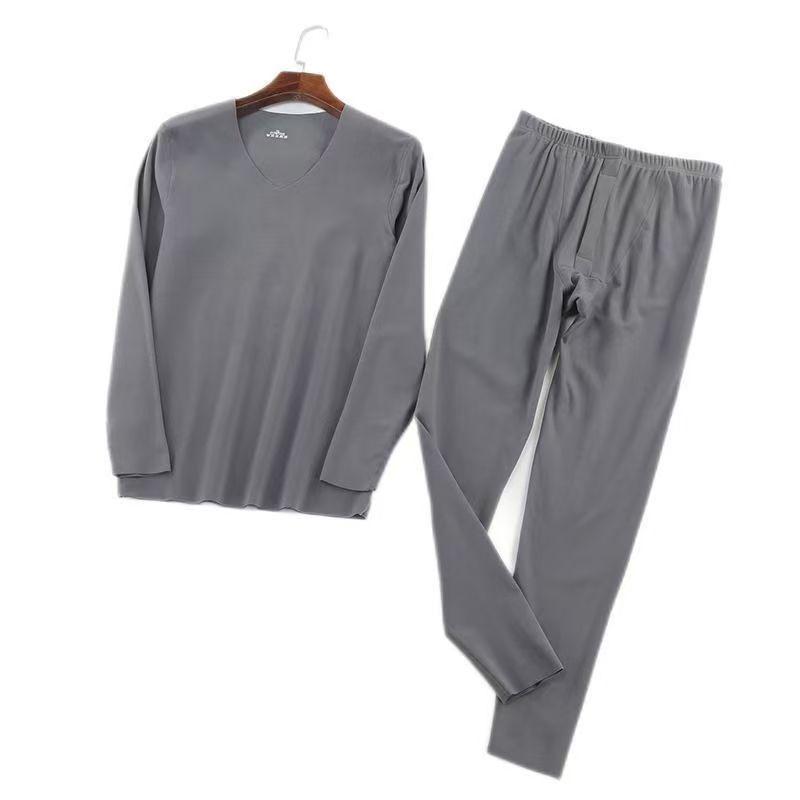 Men's Seamless V-Neck Warm Set - Autumn/Winter German Velvet Base Layer