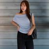 New Arrivals Open Run Women One Shoulder Draped Half Sleeve T shirT