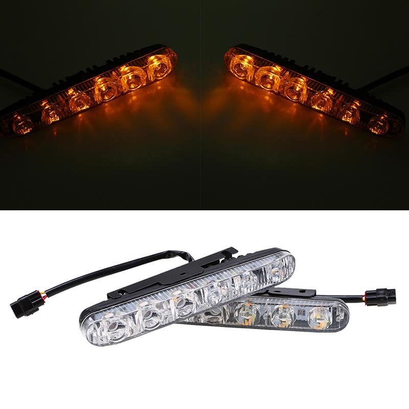 DRL LED Car Daytime Running Lights 6 LED Auto Fog Light 9 LEDs White Yellow Turn Signal Lamp Driving Foglamps
