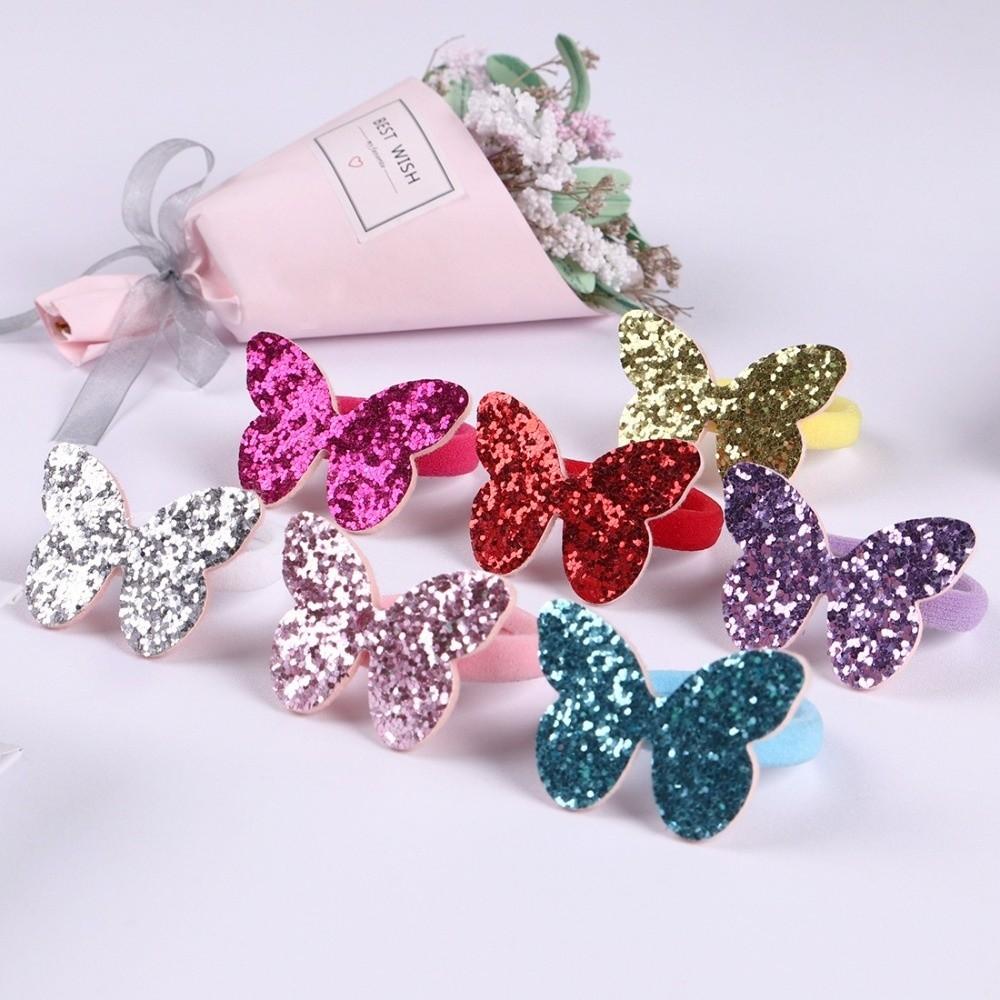10pcs Glitter Sequin Hair Rubber Bands Rope High Elastic Ponytail Holder  Girl Hair Accessories